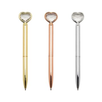 HB65641 – Caneta Metal Coração Diamante
