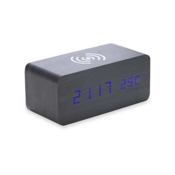 HB85340 – Relógio de madeira com carregador indução